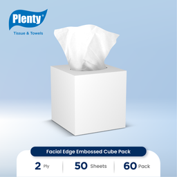 [PLFT-004NN] PLENTY PRO FACIAL EDGE EMBOSSED CUBE PACK 50`S WH FSC MIX 70%