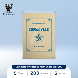 [6B-02HS150] Laminated Wrapping Kraft Super Star Biru HS Code LWK (in sheet) : 4810.99.90